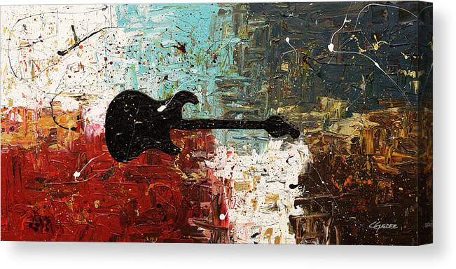 Guitar Canvas Print featuring the painting Thinking Out Loud by Carmen Guedez