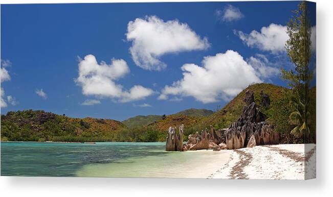 Water's Edge Canvas Print featuring the photograph Tropical Beach Panorama by Visual7