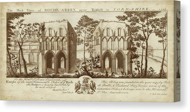 Architecture Canvas Print featuring the painting View Of Roche-abbey by Nathaniel Buck