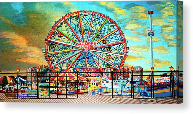  Canvas Print featuring the painting Wonder Wheel Towel Version by Bonnie Siracusa