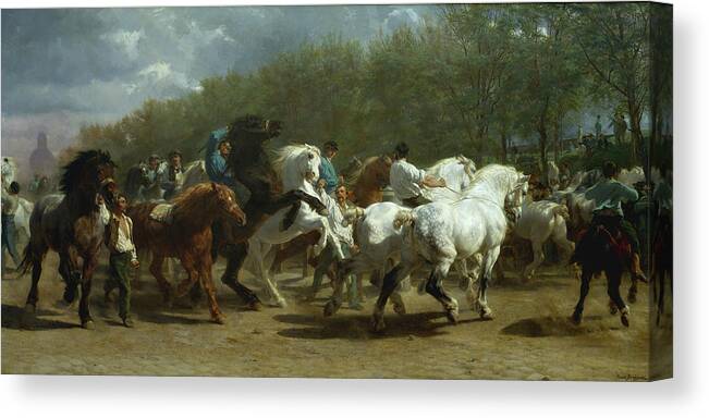 European Artists Canvas Print featuring the painting The Horse Fair #8 by Rosa Bonheur