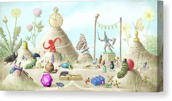 Garden Canvas Print featuring the drawing All the Many Wonders by Eric Fan