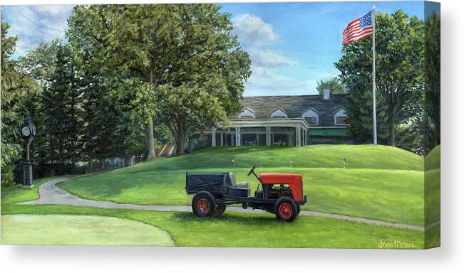 Tractor Canvas Print featuring the painting Arnie's Tractor at Latrobe by Steph Moraca