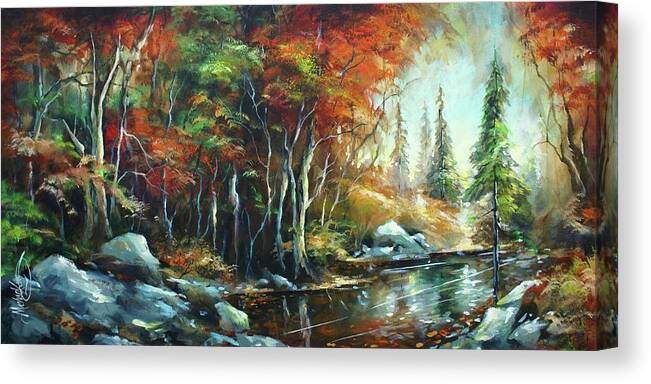 Landscape Canvas Print featuring the painting Autumn Light by Michael Lang