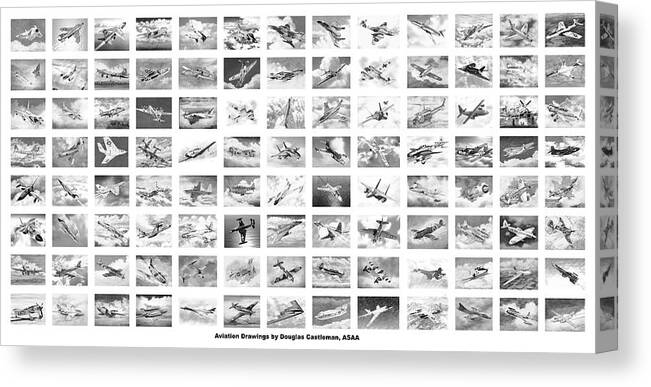 Aviation Canvas Print featuring the drawing Aviation Drawings Poster by Douglas Castleman