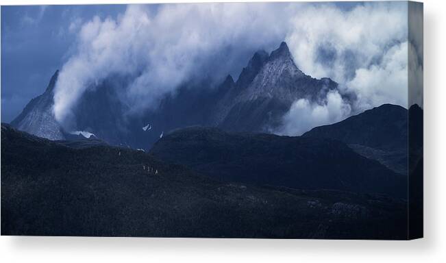 Maursundtinden Canvas Print featuring the photograph Blue Smoke by Tor-Ivar Naess