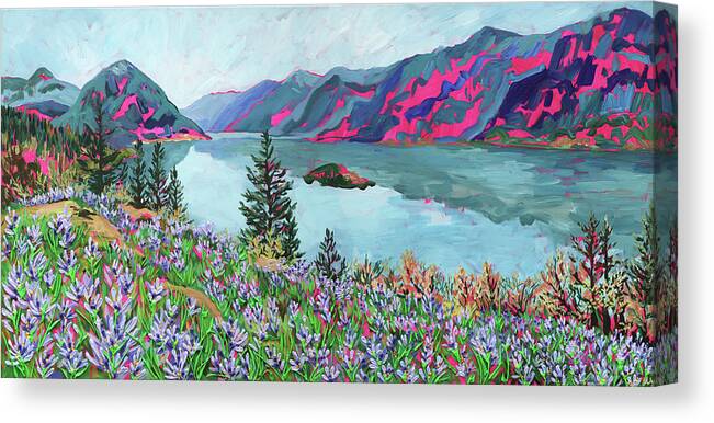Spring Canvas Print featuring the painting Camas Lily Patch by Anisa Asakawa