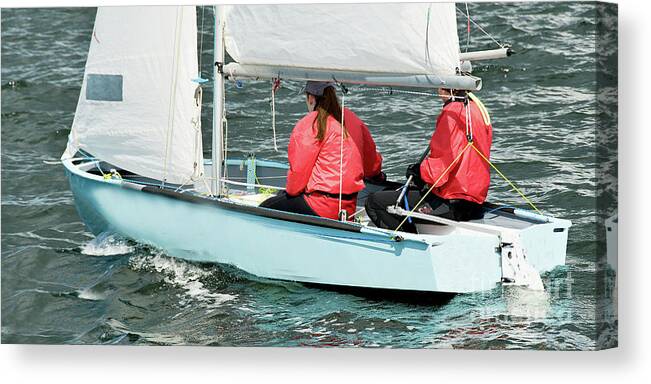 Csne2 Canvas Print featuring the photograph Children lake sailing. by Geoff Childs