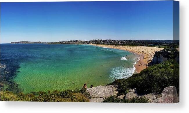 Summer Canvas Print featuring the photograph Curl Curl Beach Panorama No 5 by Andre Petrov