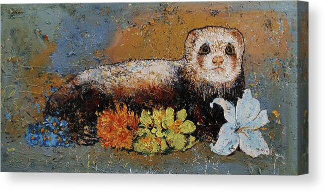 Ferret Canvas Print featuring the painting Ferret Splendor by Michael Creese