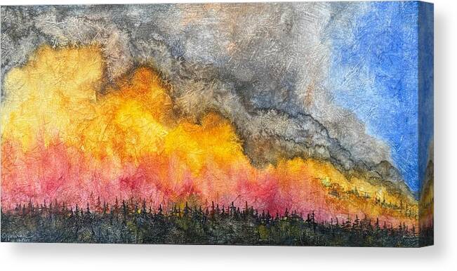 Wildfire Canvas Print featuring the painting I Hear the Mountains Are Nice This Time of Year by Tonja Opperman