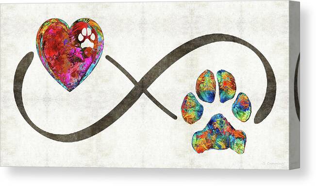 Dogs Canvas Print featuring the painting Infinity Dog Love - Always And Forever - Sharon Cummings by Sharon Cummings