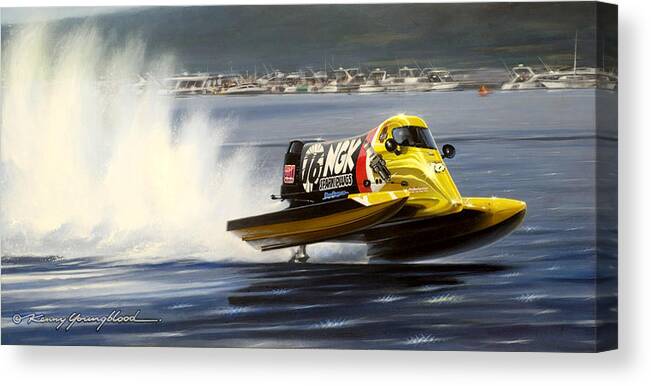 Drag Racing Nhra Top Fuel Funny Car John Force Kenny Youngblood Nitro Champion March Meet Images Image Race Track Fuel Formula One Tunnel Boat Tim Seebold Iogp Canvas Print featuring the painting Last lap by Kenny Youngblood