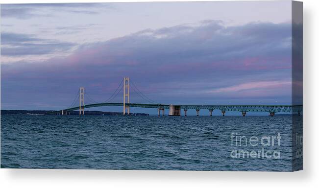 Mighty Mac Canvas Print featuring the photograph Mackinac Bridge Panoramic by Rich S