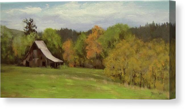 Barn Canvas Print featuring the painting Mildred Kanipe Equestrian Park by Karen Ilari