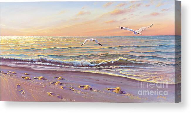 Seascape Canvas Print featuring the painting Morning Glisten by Joe Mandrick