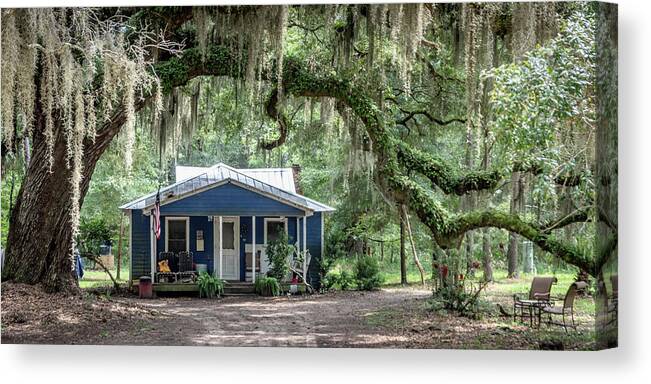 House Canvas Print featuring the photograph Old home and Live Oak Arch-Daufuskie by Bradford Martin
