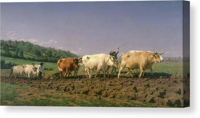 European Artists Canvas Print featuring the painting Ploughing in the Nivernais by Rosa Bonheur