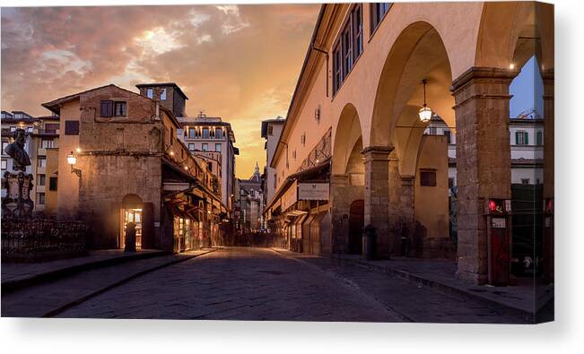 Arno River Canvas Print featuring the photograph Ponte Vecchio Bridge, Florence, Italy by Serge Ramelli