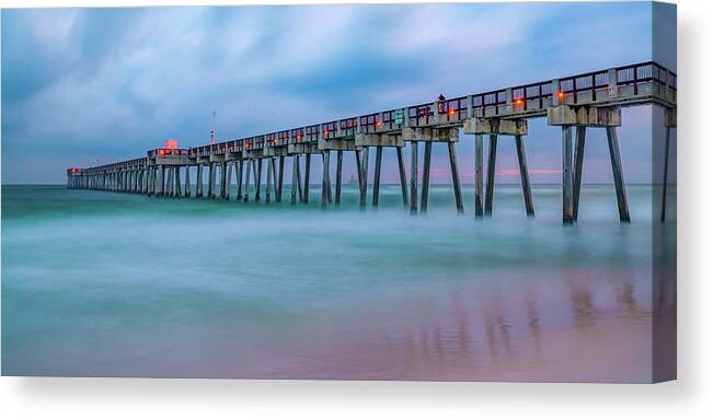 America Canvas Print featuring the photograph Russell Fields Pier - Panama City Beach Ocean Panorama by Gregory Ballos