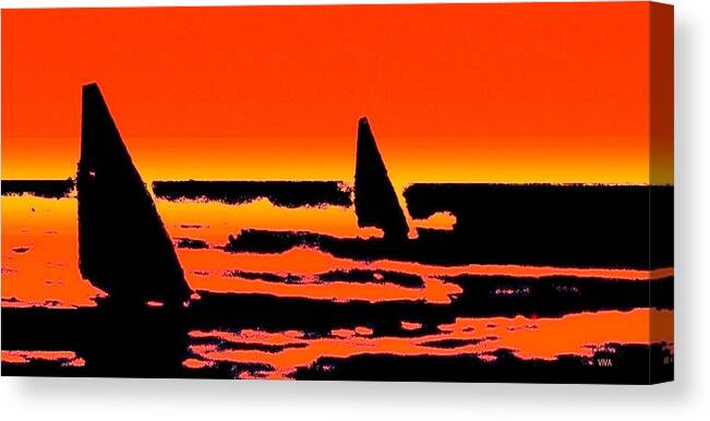 Sailiing Canvas Print featuring the photograph Sailing In Paradise - Silhouette by VIVA Anderson