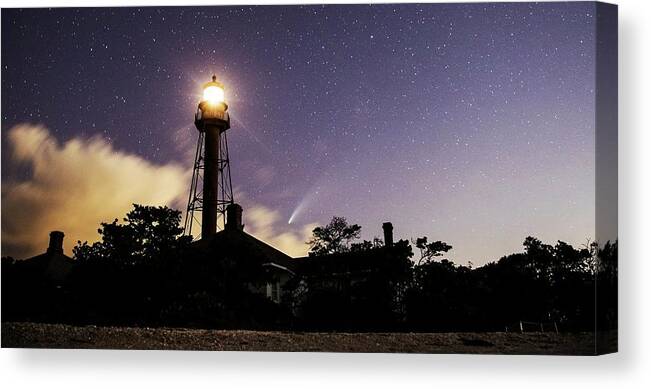 Sanibel Lighthouse And Comet Neowise Canvas Print