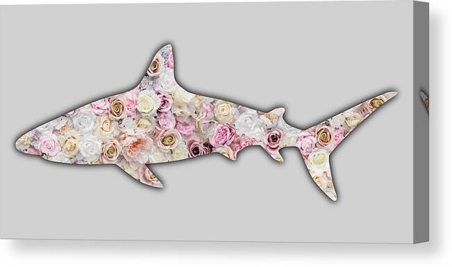 Unicorn Canvas Print featuring the painting Shark Flower Floral T-Shirt by Tony Rubino