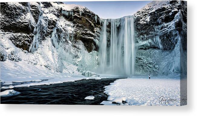 Iceland Canvas Print featuring the photograph Skogafoss Waterfall by Gary Johnson