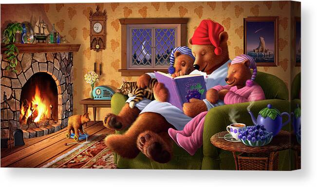 Bears Canvas Print featuring the digital art Sleepytime Grape by Jerry LoFaro