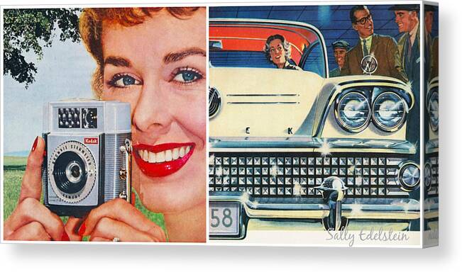 Collage Canvas Print featuring the mixed media Smile- Say Cheez by Sally Edelstein