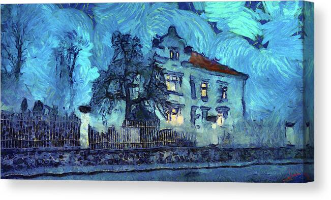 Stormy Night Canvas Print featuring the painting Stormy night by George Rossidis