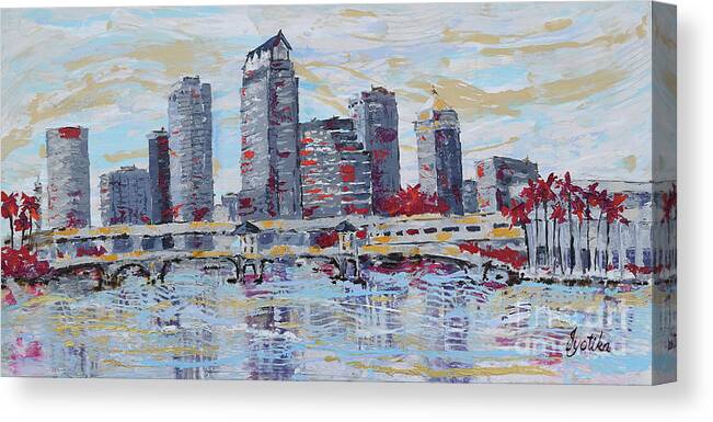  Canvas Print featuring the painting Tampa Downtown Skyline by Jyotika Shroff
