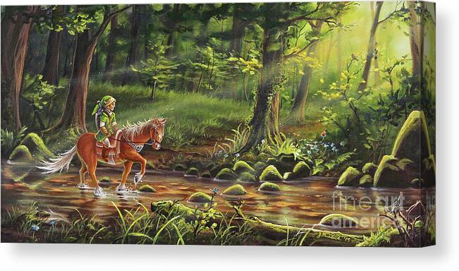Landscape Canvas Print featuring the painting The Journey Begins by Joe Mandrick