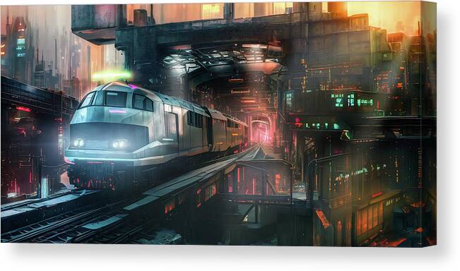 Train Canvas Print featuring the digital art Train - The Miners Convoy by Micah Offman