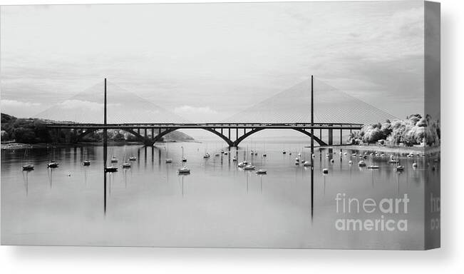  Art Canvas Print featuring the photograph Two bridges by Frederic Bourrigaud