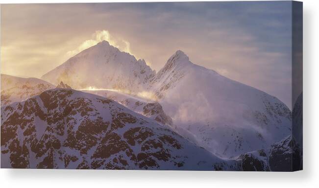Mountains Canvas Print featuring the photograph Winter Gold by Tor-Ivar Naess