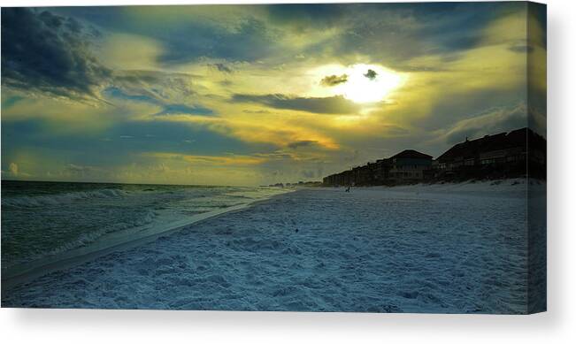 Sky Canvas Print featuring the photograph Yellow Sky at Night by James C Richardson
