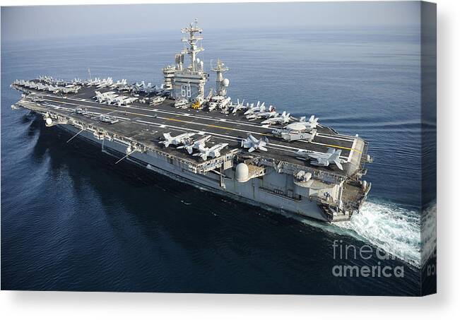 Horizontal Canvas Print featuring the photograph The Aircraft Carrier Uss Nimitz #3 by Stocktrek Images