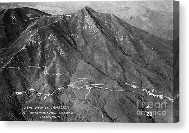 Aero Canvas Print featuring the photograph Aero view Mt Tamalpais Marin Co. California circa 1930 by Monterey County Historical Society