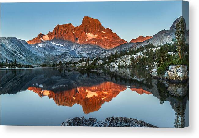 Mountains Canvas Print featuring the photograph First Light on Banner Peak by Matt Dunn