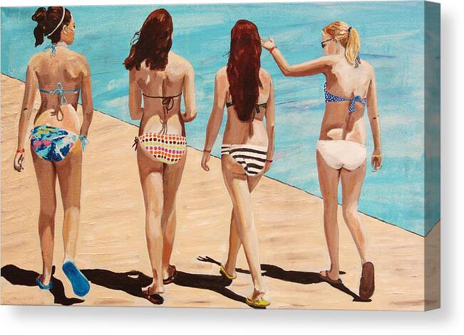 Kevin Callahan Canvas Print featuring the painting Jersey Girls Point Pleasant by Kevin Callahan
