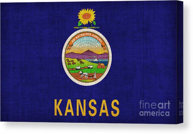 Kansas Canvas Print featuring the painting Kansas state flag by Pixel Chimp