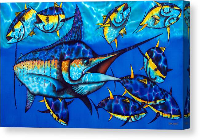  Yellowfin Tuna Canvas Print featuring the painting Blue Marlin by Daniel Jean-Baptiste