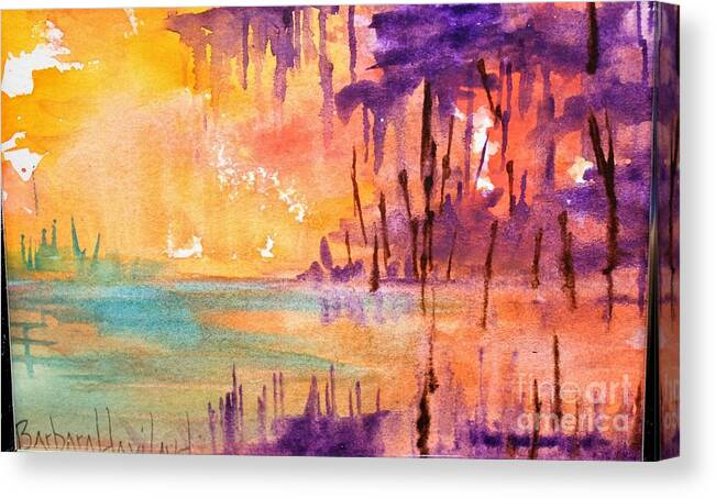 Watercolor Canvas Print featuring the painting Colorful Bayou by Barbara Haviland
