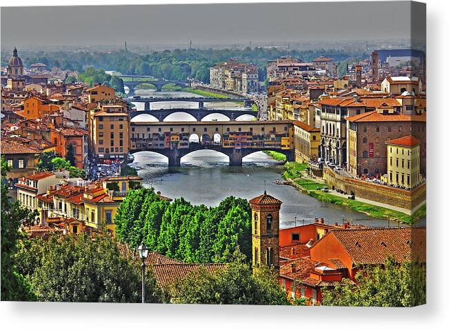 Florence Canvas Print featuring the photograph Florence, Italy - Ponte Vecchio by Richard Krebs
