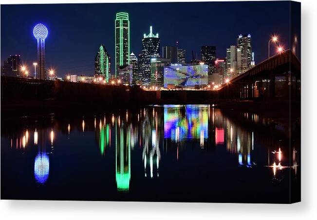 Dallas Canvas Print featuring the photograph Lone Star Dallas Pano by Frozen in Time Fine Art Photography