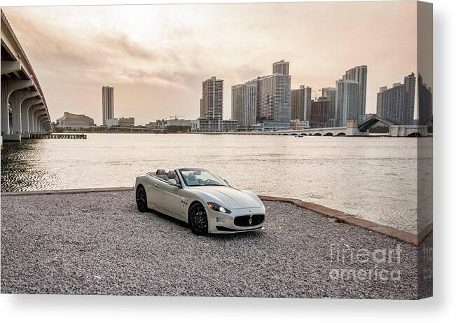 Automotive Canvas Print featuring the photograph Miami Maserati by EliteBrands Co
