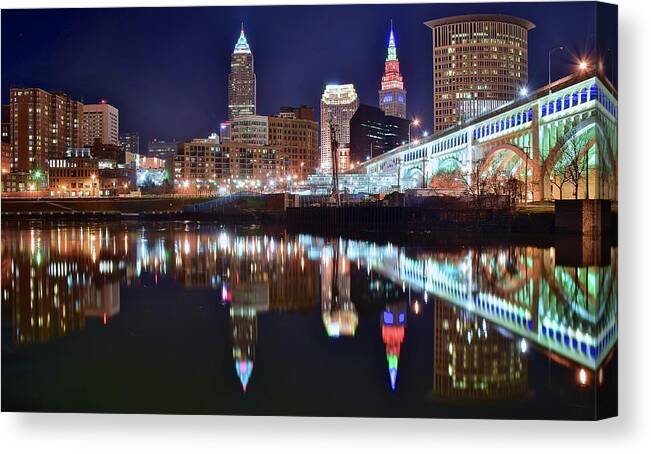 Cleveland Canvas Print featuring the photograph Mood Lighting by Frozen in Time Fine Art Photography