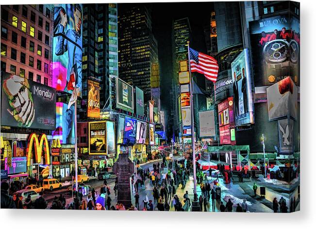 New York Canvas Print featuring the painting New York City Times Square by Christopher Arndt