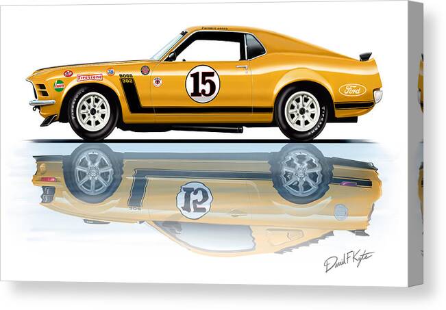 1970 Canvas Print featuring the painting Parnelli Jones Trans Am Mustang by David Kyte